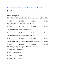 Phiếu bài tập cuối tuần lớp 3 môn Toán - Tuần 19 (Nâng cao) | Kết nối tri thức