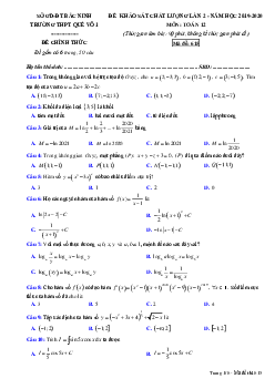 Đề khảo sát chất lượng Toán 12 lần 2 năm 2019 – 2020 trường Quế Võ 1 – Bắc Ninh