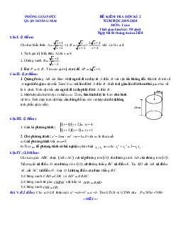 Đề thi học kỳ 2 Toán 9 năm 2019 – 2020 phòng GD&ĐT Hoàng Mai – Hà Nội