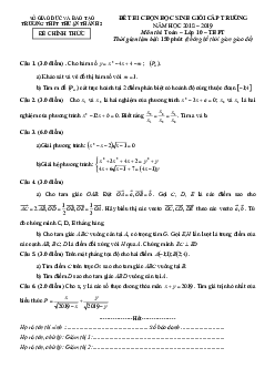 Đề thi HSG Toán 10 cấp trường năm 2018 – 2019 trường Thuận Thành 2 – Bắc Ninh