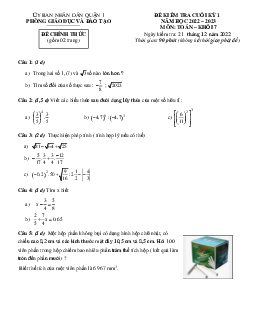 Đề kiểm tra cuối kỳ 1 Toán 7 năm 2022 – 2023 phòng GD&ĐT Quận 1 – TP HCM