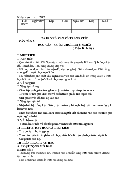 Giáo án Ngữ văn 8 Bài 8: Nhà văn và trang viết | Văn bản: Cuộc chơi tìm ý nghĩa | Kết nối tri thức