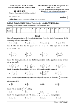 Đề kiểm tra học kỳ 2 Toán 10 năm 2018 – 2019 trường Nguyễn Trãi – Hà Nội
