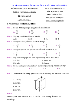 Đề tham khảo giữa kỳ 1 Toán 7 năm 2022 – 2023 trường THCS Bình Quới Tây – TP HCM
