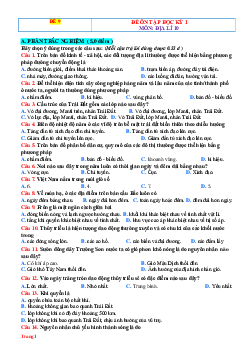 Đề ôn tập HK1Địa 10 Kết nối tri thức - Đề 9 (có đáp án)