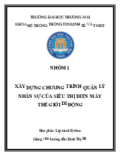 Quản Lý Nhân Sự Siêu Thị Thế Giới Di Động | Bài tập Lập Trình Python