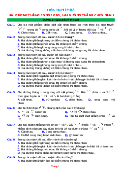 TOP 50 câu trắc nghiệm hai đường thẳng song song chéo nhau (có đáp án)