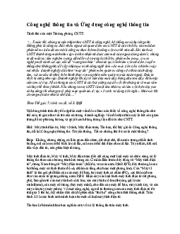 Công nghệ thông tin và Ứng dụng công  nghệ thông tin