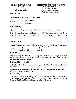 Đề thi tuyển sinh lớp 10 THPT năm học 2017 – 2018 môn Toán sở GD và ĐT Hà Nội (Chuyên Tin)