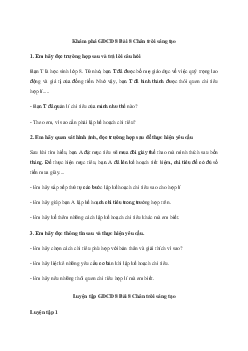 GDCD 8 Bài 8: Lập kế hoạch - Chân trời sáng tạo