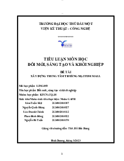 Tiểu luận "Xây dựng trung tâm thương mại TDM Mall"