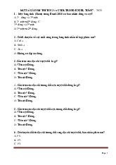 MộT Số CÂU HỏI THI TIN 2 Và CSDL Trong Excel TUầN 7 môn Microsoft Excel   | Trường đại học kinh doanh và công nghệ Hà Nội