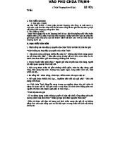 VÀO PHỦ CHÚA TRỊNH - Tìm Hiểu Tác Phẩm Lê Hữu Trác