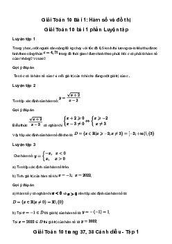 Giải Toán 10 Bài 1: Hàm số và đồ thị | Cánh diều