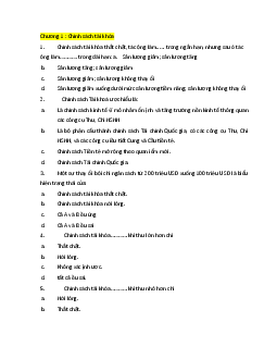 Bộ câu hỏi trắc nghiệm Chương 1 : Chính sách tài khóa