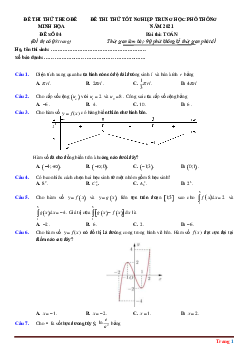 Đề ôn thi tốt nghiệp THPT môn Toán theo đề minh họa 2021 -Đề 4 (có lời giải chi tiết và đáp án)