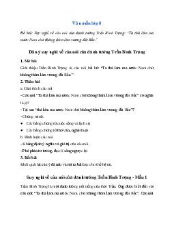 Văn mẫu lớp 8: Suy nghĩ về câu nói của danh tướng Trần Bình Trọng Ngữ Văn 8 | Cánh diều