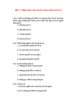 Trắc nghiệm Lịch sử 10 Bài 1: Hiện thực lịch sử và nhận thức lịch sử | Kết nối tri thức