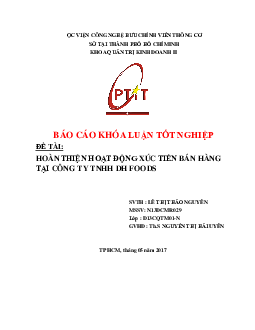 Báo cáo khóa luận tốt nghiệp Hoàn thiện hoạt động xúc tiến bán hàng tại công ty TNHH DH Foods