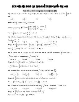 Hướng dẫn giải tích phân vận dụng cao trong đề thi THPTQG 2018