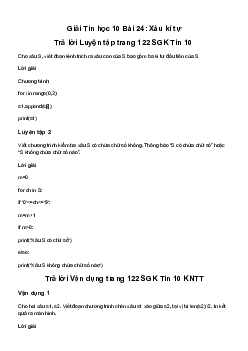 Tin học 10 Bài 24: Xâu kí tự - Kết Nối Tri Thức