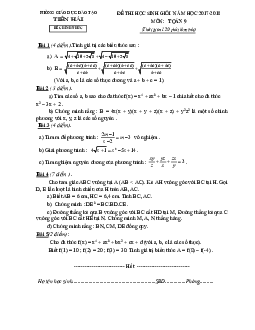 Đề thi học sinh giỏi năm học 2017 – 2018 môn Toán 9 phòng Giáo dục và Đào tạo Tiền Hải – Thái Bình
