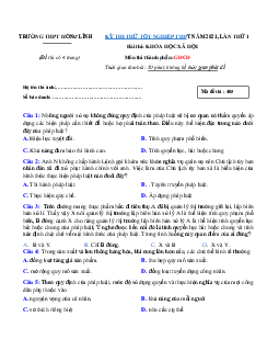 Đề thi thử THPT Quốc gia 2021 môn GDCD trường THPT Hồng Lĩnh lần 1(có đáp án)