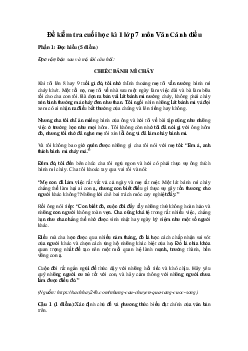 Đề thi học kì 1 Ngữ Văn 7 | Đề 3 | Cánh diều