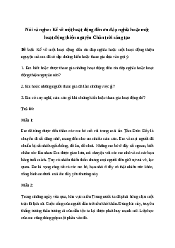 Soạn bài Nói và nghe: Kể về một hoạt động đền ơn đáp nghĩa hoặc một hoạt động thiện nguyện - Tiếng Việt 4 Chân trời sáng tạo