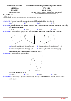 Đề luyện thi tốt nghiệp thpt môn toán bám sát đề minh họa 2021 có lời giải chi tiết và đáp án (đề 5)