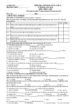 Giải đề thi giữa học kì 2 môn Tiếng Anh 10 năm 2023 - 2024 (Sách mới) | Explore English đề 1