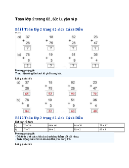 Toán lớp 2 trang 62, 63: Luyện tập | Cánh diều