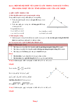 Phương pháp giải hình 9 hệ thức góc và cạnh trong tam giác vuông (có đáp án và lời giải chi tiết)