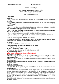 Bài 2: Công thức lượng giác - Giáo án Toán 11 Kết nối tri thức