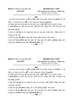 Đề kiểm tra Hình học 11 (nâng cao) chương 3 năm 2018 – 2019 trường Thị xã Quảng Trị