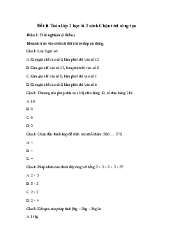 Đề thi học kì 2 môn Toán 2 năm 2022 - 2023 sách Chân trời sáng tạo | đề 4
