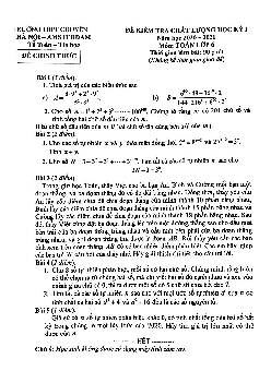 Đề kiểm tra chất lượng HK1 Toán 6 năm 2020 – 2021 trường chuyên Hà Nội – Amsterdam