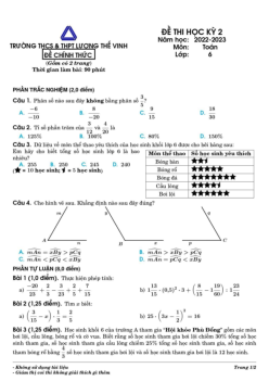 Đề thi học kỳ 2 Toán 6 năm 2022 – 2023 trường Lương Thế Vinh – Hà Nội
