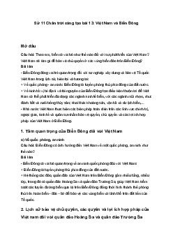 Sử 11 Chân trời sáng tạo bài 13: Việt Nam và Biển Đông