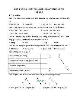 Đề thi cuối học kì 1 lớp 4 môn Toán Chân trời sáng tạo - Đề số 15