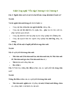 Giải Công nghệ 7 Ôn tập Chương 4 và Chương 5 | Chân trời sáng tạo