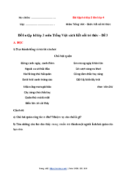 Đề ôn tập hè lớp 3 môn Tiếng Việt | sách Kết nối tri thức - Đề 3