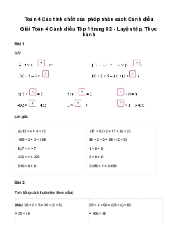 Giải Toán lớp 4 Bài 34: Các tính chất của phép nhân | Cánh diều