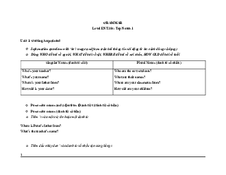 Grammar của Level ENT104