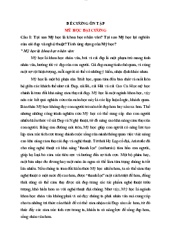 Đề cương ôn tập  | Mỹ học đại cương | Đại học Khoa học Xã hội và Nhân văn, Đại học Quốc gia Thành phố HCM