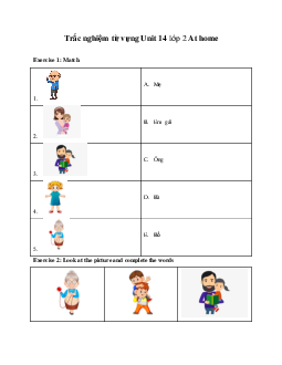 Trắc nghiệm từ vựng Unit 14 lớp 2 At home | Tiếng Anh 2 Global Success