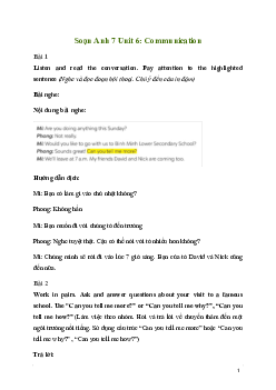 Giải Tiếng Anh 7 Unit 6: Communication | Global Success