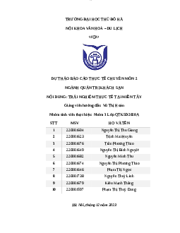 Báo cáo thực tế chuyên môn: Trải nghiệm thực tế tại miền Tây | Trường Đại Học Thủ Đô Hà Nội