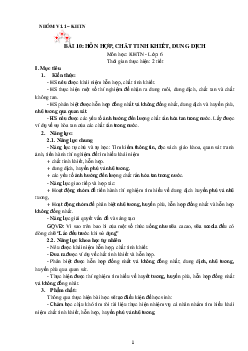 Chủ đề 6. Bài 10: Hỗn hợp chất tinh khiết dung dịch | Bài giảng  KHTN 6 | Cánh diều