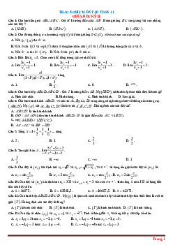 TOP 50 câu trắc nghiệm ôn tập Toán 11 giữa học kỳ 2 (có đáp án)